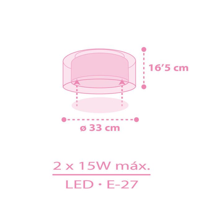 Roze kinderkamer plafondlamp kunststof, Unicorn
