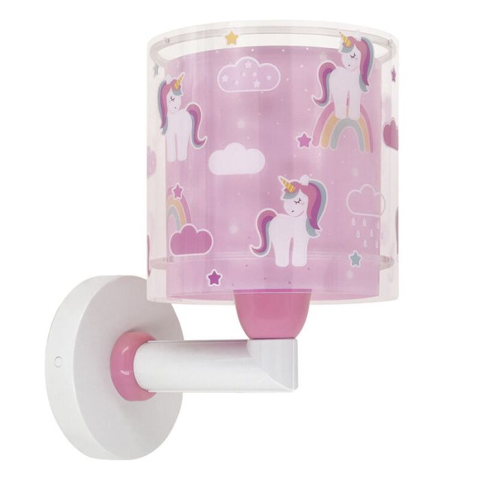 Roze kinderkamer wandlamp kunststof, Unicorn