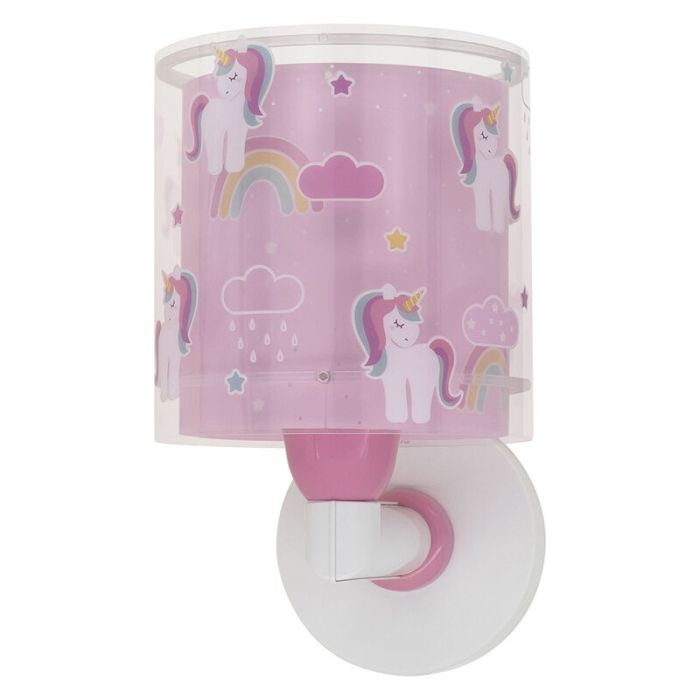 Roze kinderkamer wandlamp kunststof, Unicorn