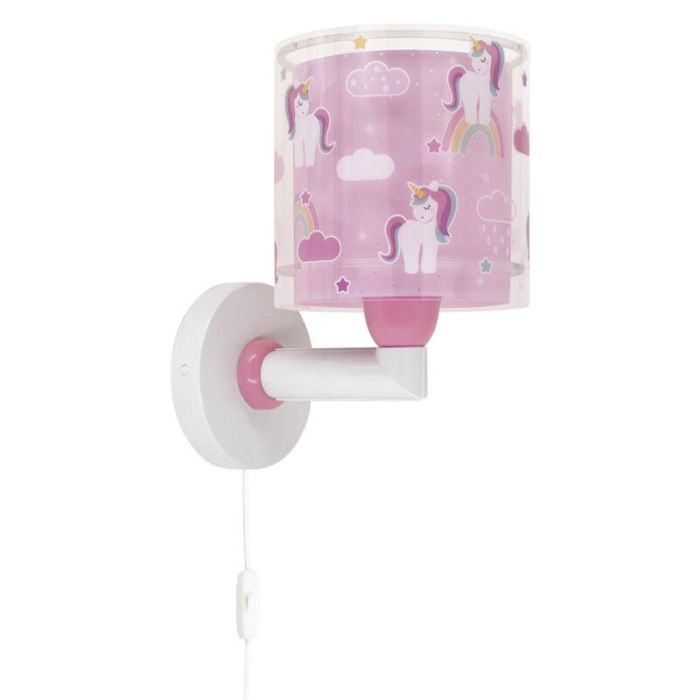 Roze kinderkamer wandlamp kunststof, Unicorn