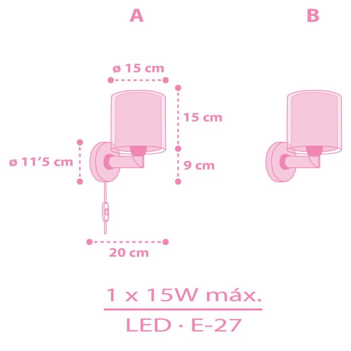 Roze kinderkamer wandlamp kunststof, Unicorn