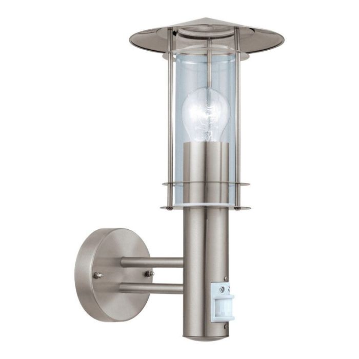 Zilveren moderne buiten wandlamp met bewegingssensor rvs, Arabella, IP44