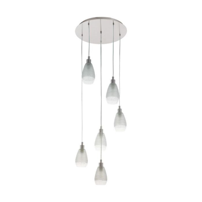Nikkelen design hanglamp glas, Kik