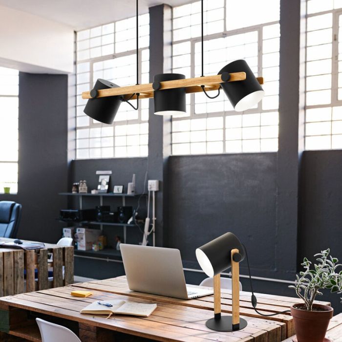 Houten hanglamp zwart, Kaspar