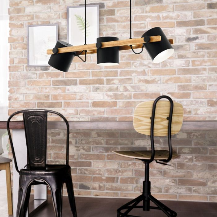 Houten hanglamp zwart, Kaspar