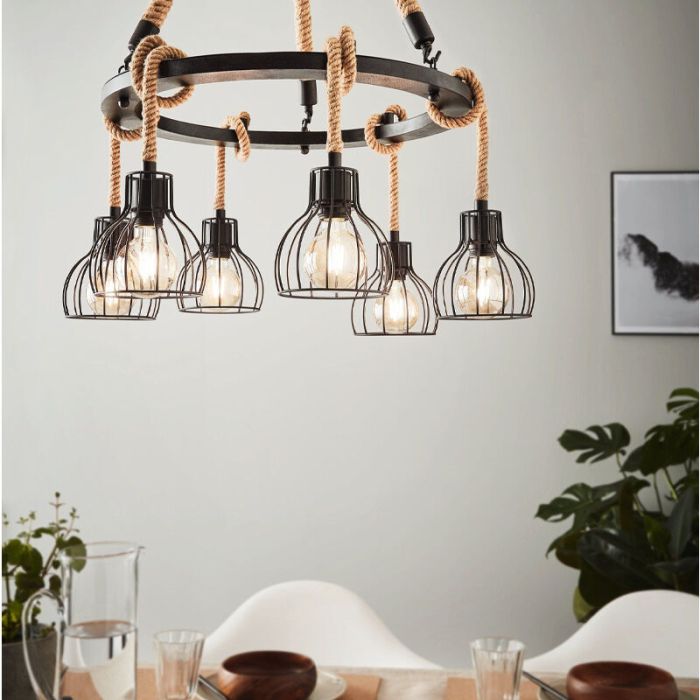 Zwarte industriële hanglamp staal, Simeon