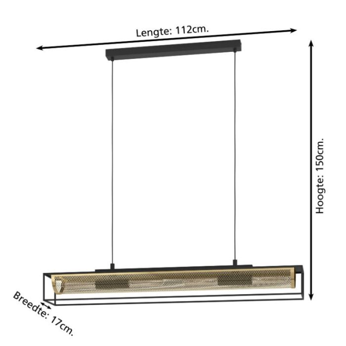 Zwarte industriële hanglamp aluminium, Mauricio