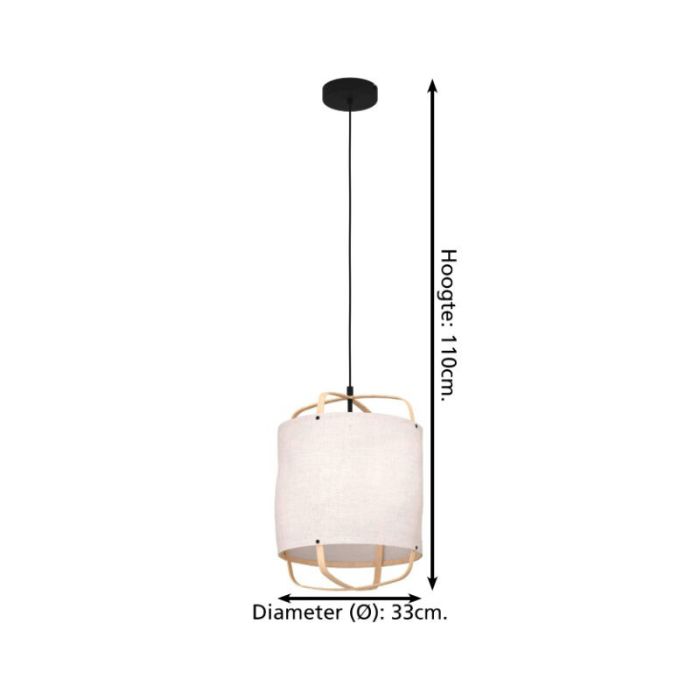 Witte retro hanglamp stof, Rocco