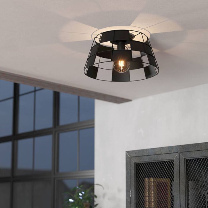 Zwarte plafondlamp aluminium, Nelly