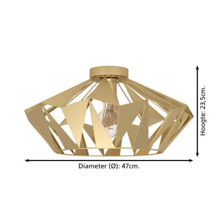 Gouden design plafonnière staal, Charmain