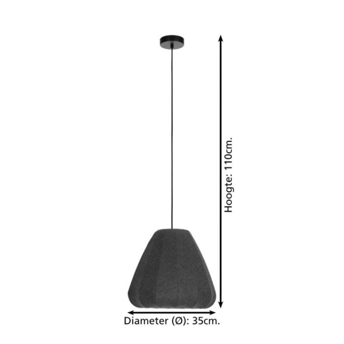 Grijze hanglamp stof, Benji
