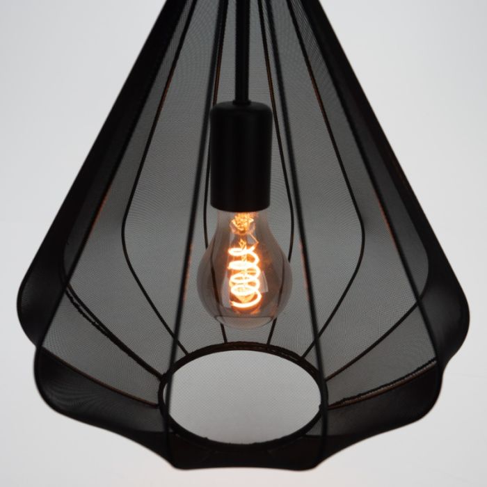 Zwarte industriële hanglamp staal, Agnese