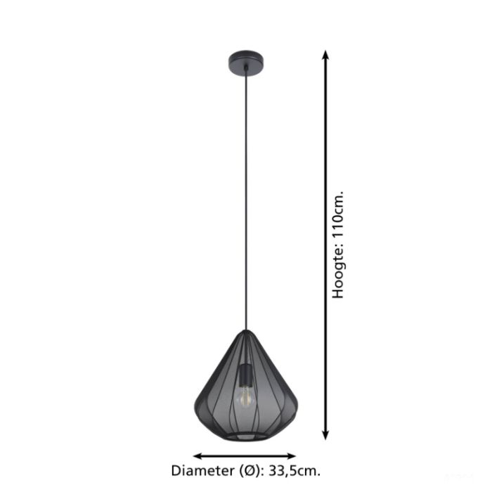 Zwarte industriële hanglamp staal, Agnese