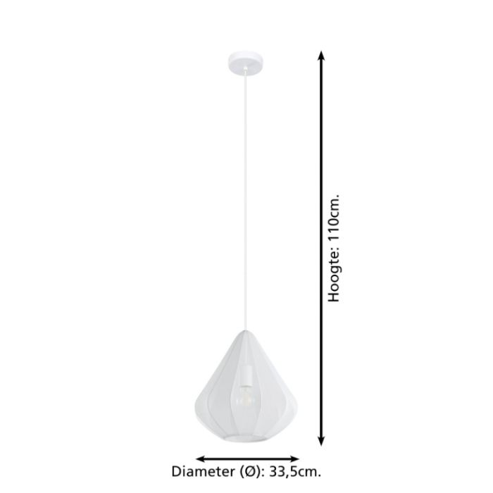 Witte industriële hanglamp staal, Agnese