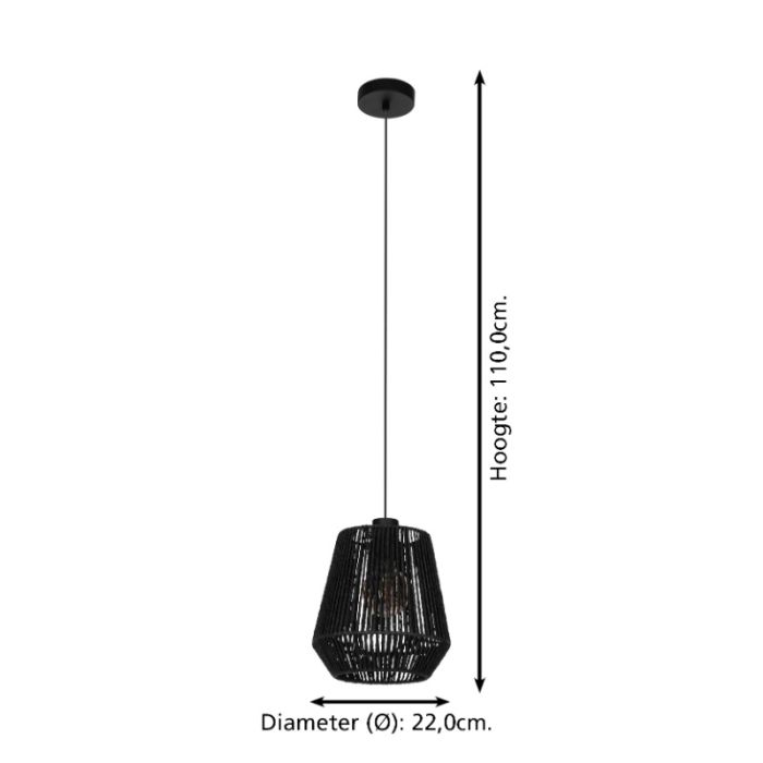 Papieren hanglamp zwart, Caine