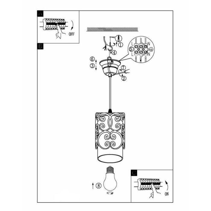 Bruine vintage hanglamp staal, Salvator