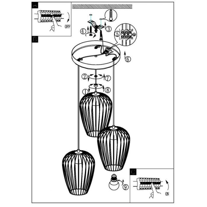 Zwarte industriële hanglamp metaal, Kitana