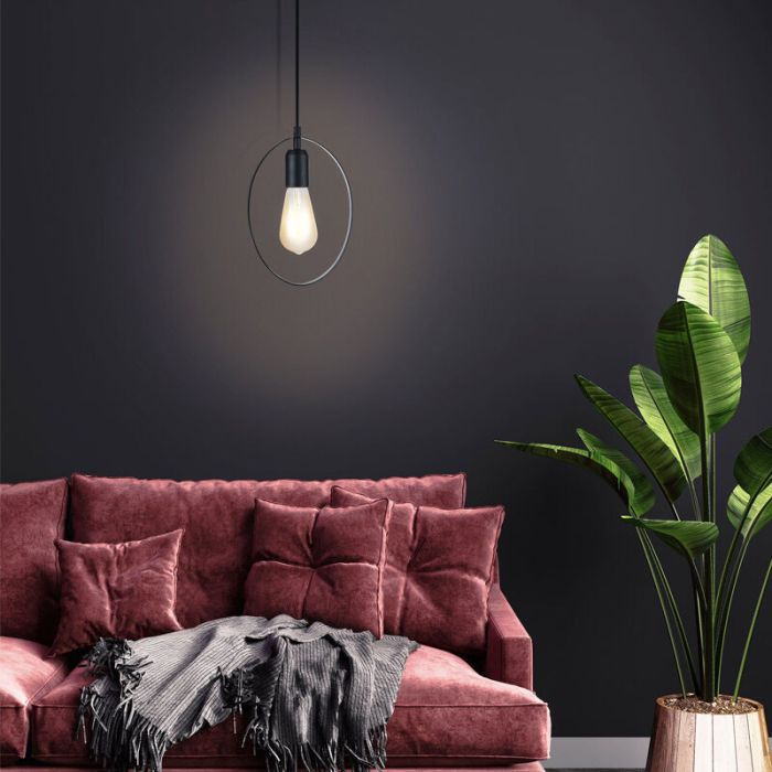 Zwarte retro hanglamp metaal, Aida