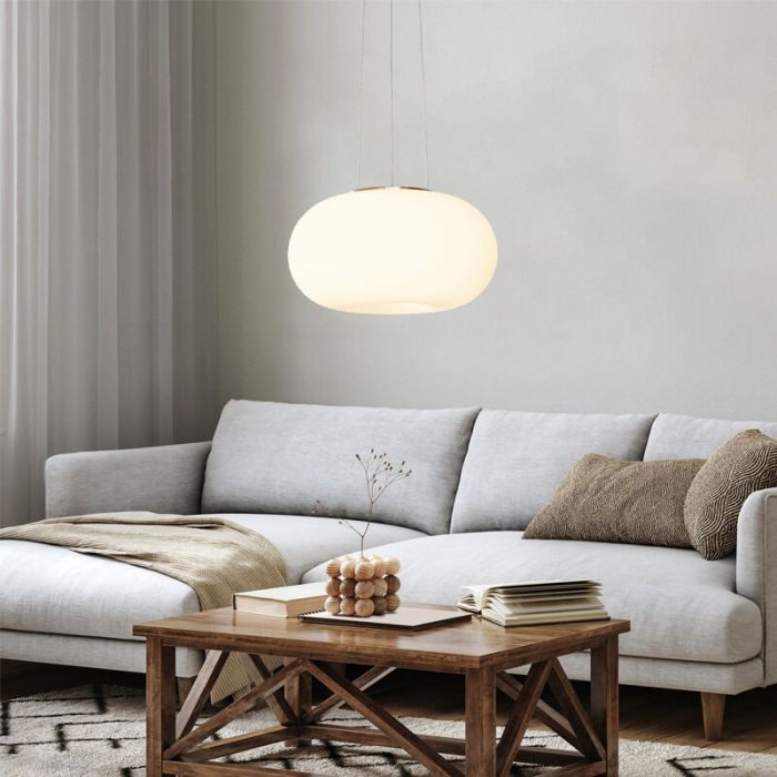 Nikkelen design hanglamp glas, Skyler