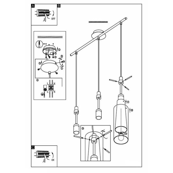 Chromen moderne hanglamp glas, Barceno