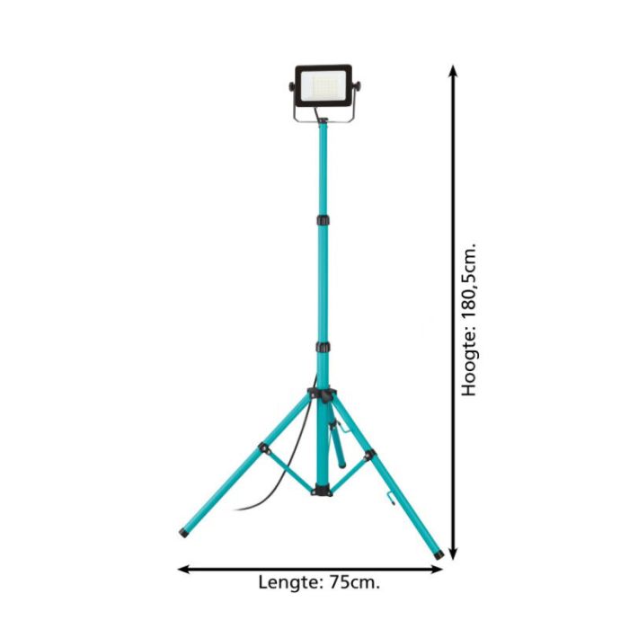 Blauwe werklamp aluminium, Angelos, 30W, 4000K LED, IP65, met schakelaar