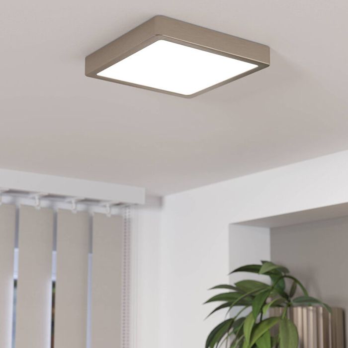 Nikkelen plafonnière kunststof, Geraldo, 17W, 3000K LED