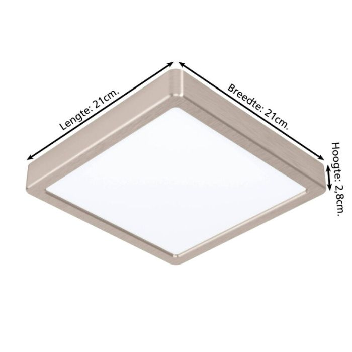 Nikkelen plafonnière kunststof, Geraldo, 17W, 3000K LED