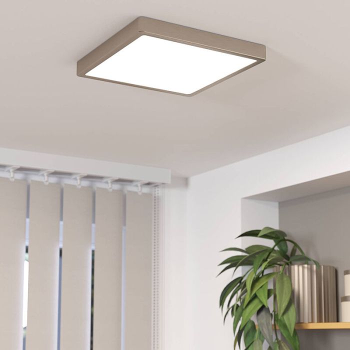 Nikkelen plafonnière kunststof, Geraldo, 20,5W, 3000K LED