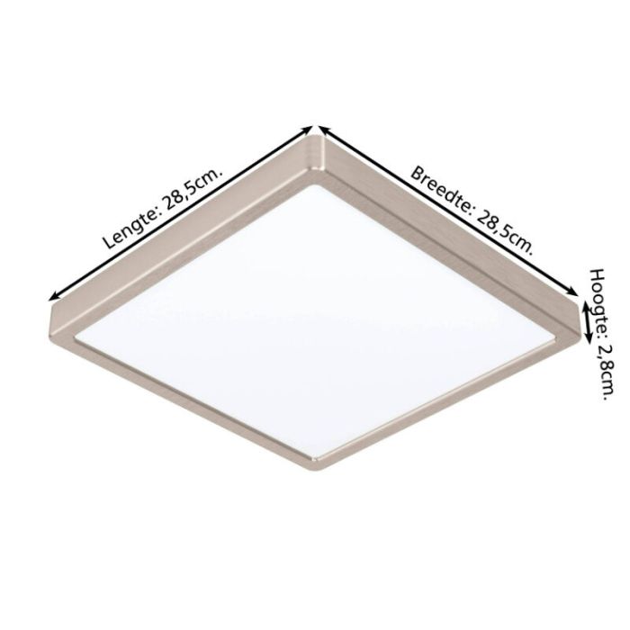 Nikkelen plafonnière kunststof, Geraldo, 20,5W, 3000K LED