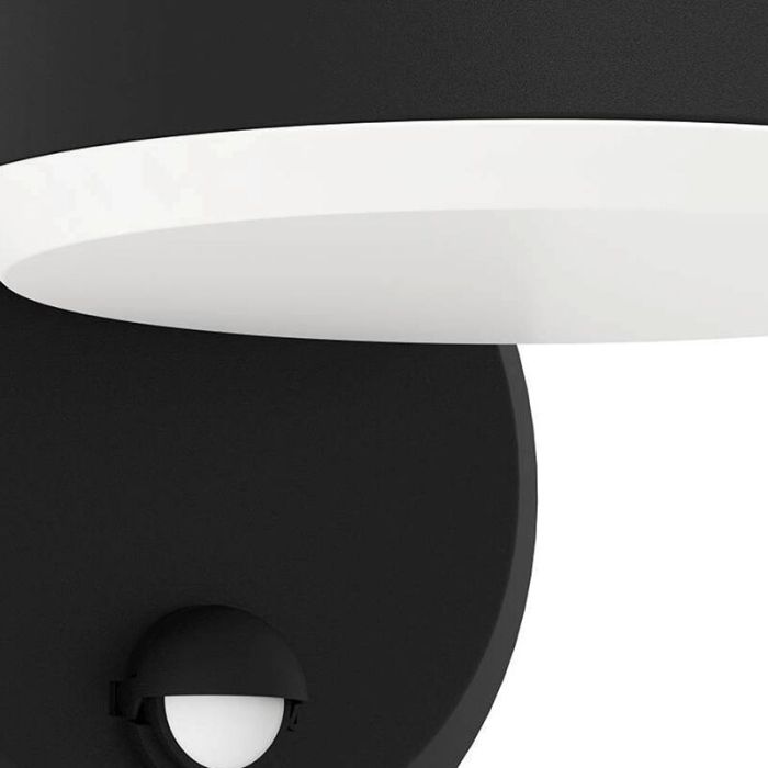 Zwarte buiten wandlamp met bewegingssensor kunststof, Gabriella, 3,6W, 3000K LED, IP44