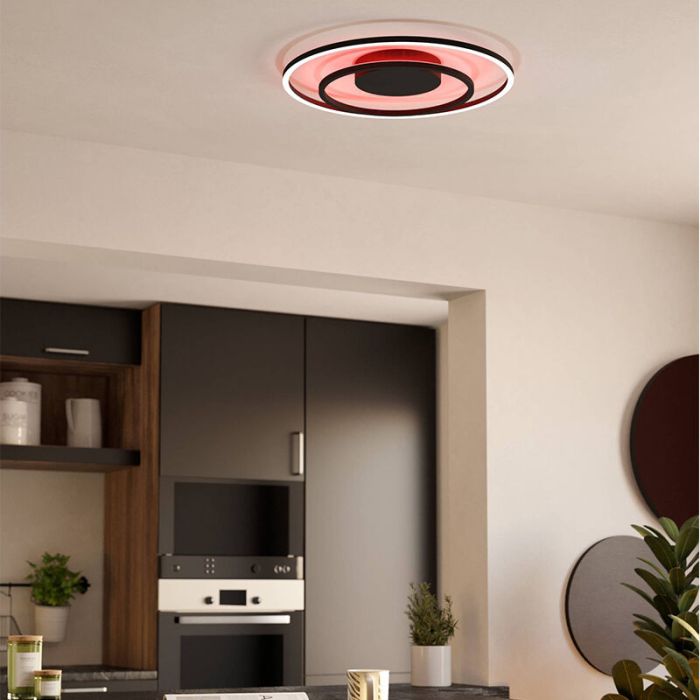 Zwarte moderne smart plafondlamp aluminium, Cecilia, 21,5W, warm tot koud wit verstelbare LED