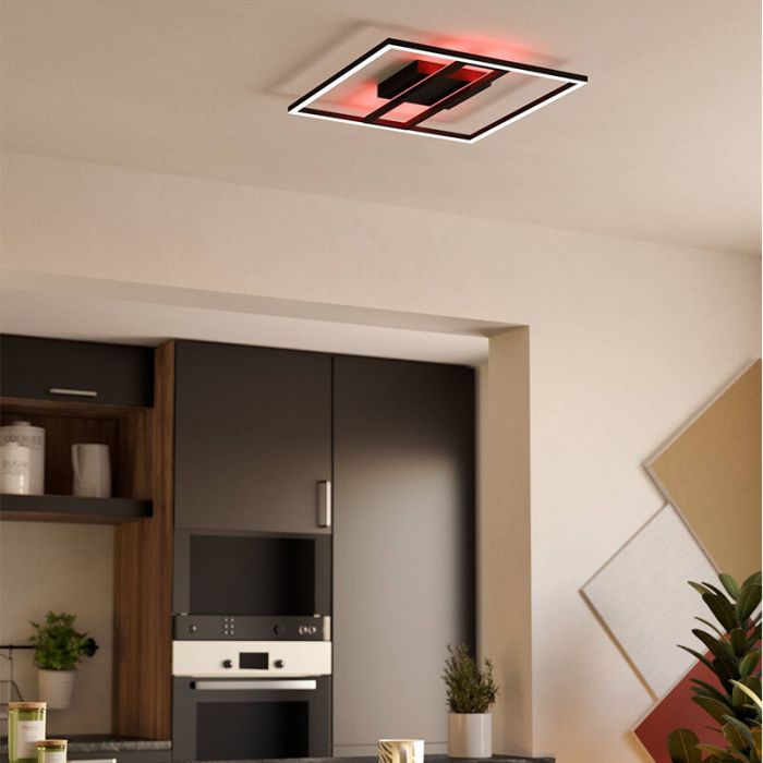 Zwarte moderne smart plafondlamp aluminium, Cecilia, 21W, warm tot koud wit verstelbare LED