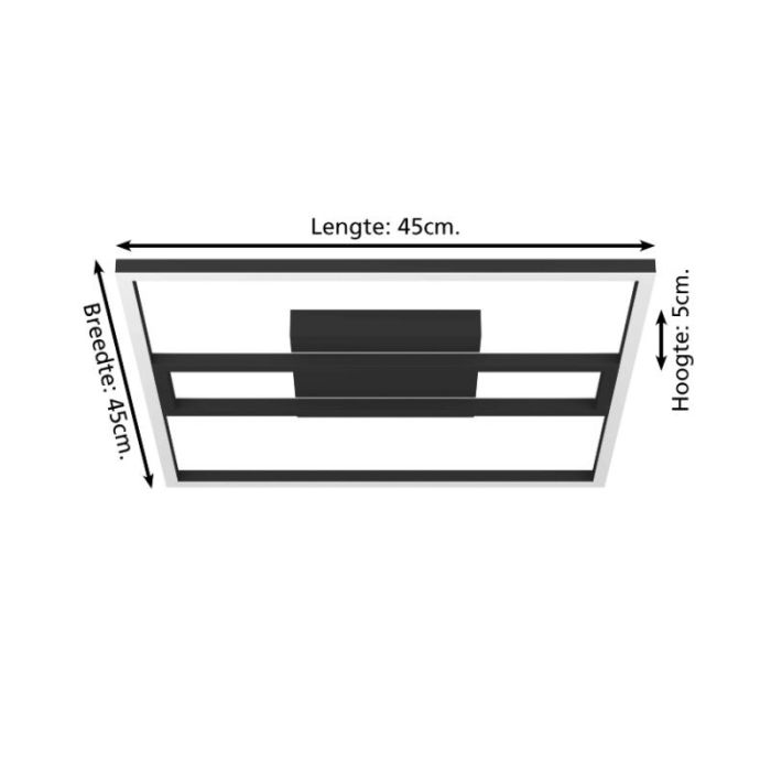 Zwarte moderne smart plafondlamp aluminium, Cecilia, 21W, warm tot koud wit verstelbare LED