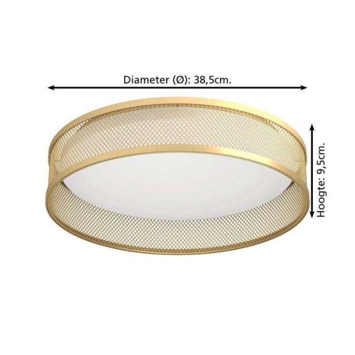 Messing plafonnière staal, Jolene, 20W, 3000K LED