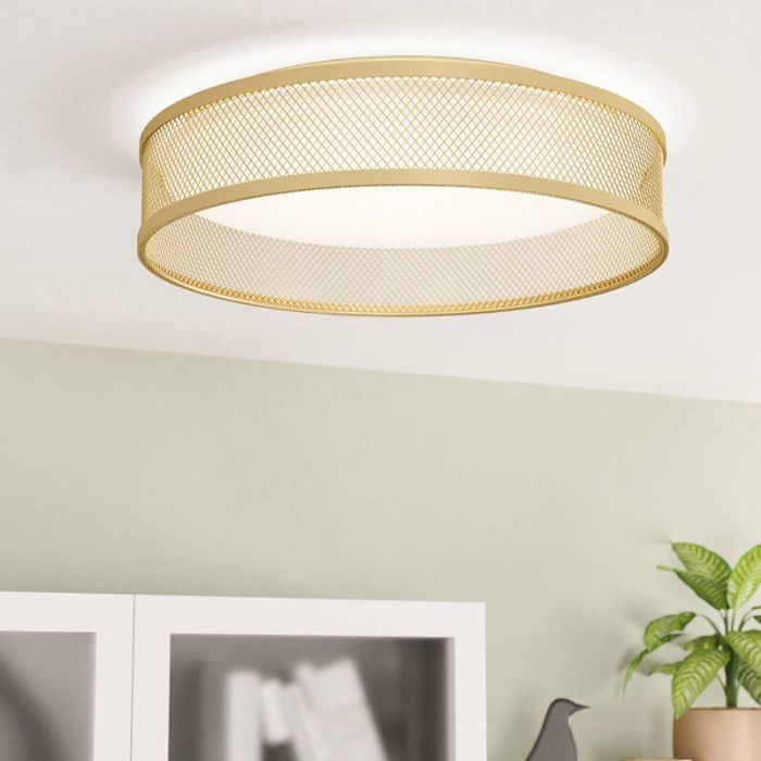 Messing plafonnière staal, Jolene, 20W, 3000K LED