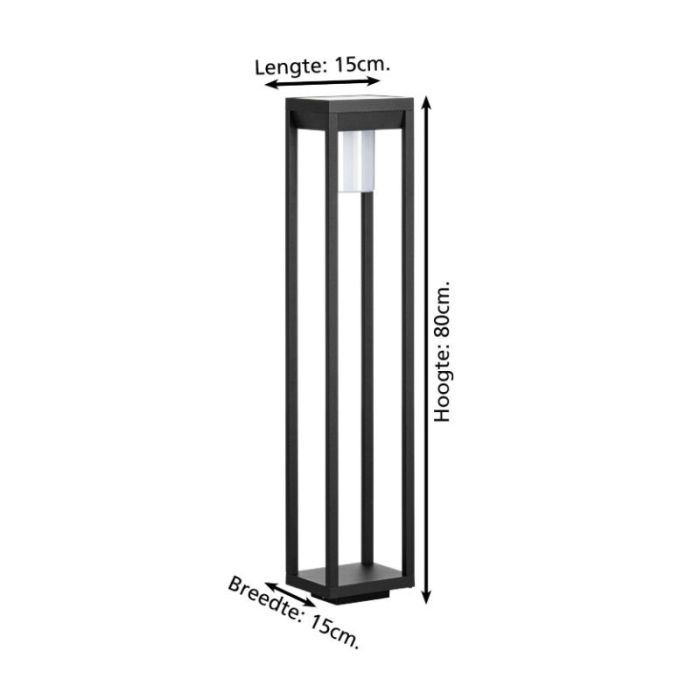 Zwarte moderne staande buitenlamp op zonne-energie aluminium, Kwame, 3,7W, 4000K LED, IP44