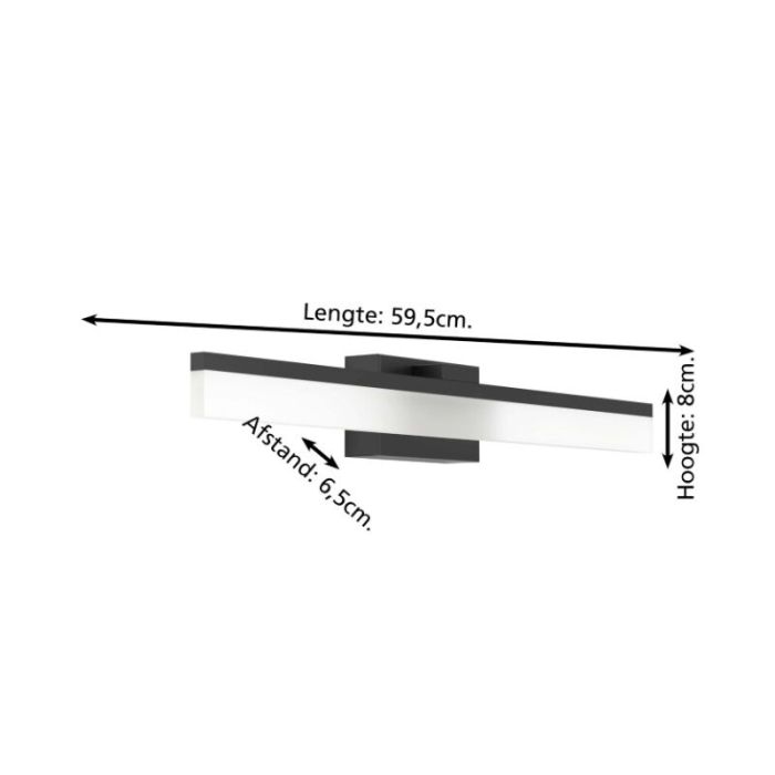 Zwarte moderne badkamer wandlamp aluminium, Michelle, 11W, 3000K LED, IP44