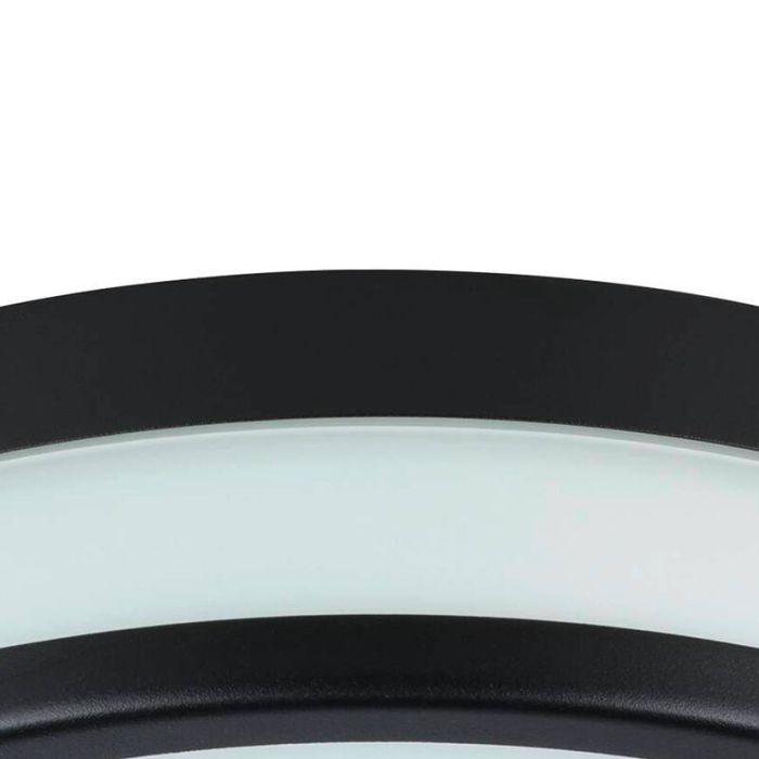 Zwarte badkamer plafondlamp glas, Jacco, 5,7W, 3000K LED, IP44