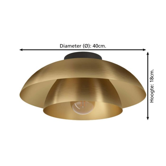 Gouden moderne plafondlamp staal, Chuck