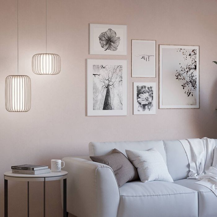 Beige industriële hanglamp aluminium, Safira