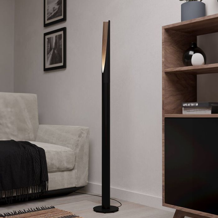 Bruine moderne vloerlamp aluminium, Aloysius, met schakelaar