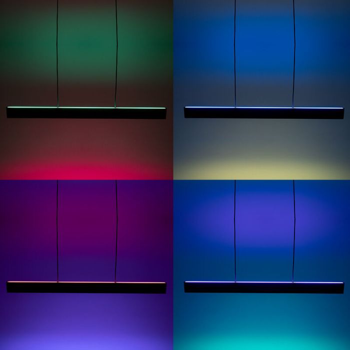 Zwarte moderne smart hanglamp aluminium, Andrew, 19W, warm tot koud wit verstelbare LED