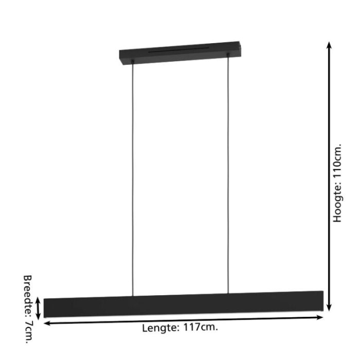 Zwarte moderne smart hanglamp aluminium, Andrew, 19W, warm tot koud wit verstelbare LED