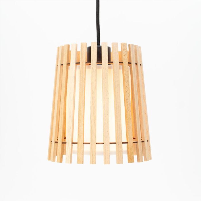 Landelijke eettafel hanglamp hout, Farah