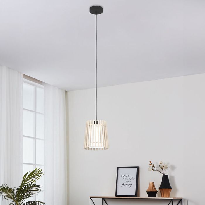 Landelijke eettafel hanglamp hout, Farah
