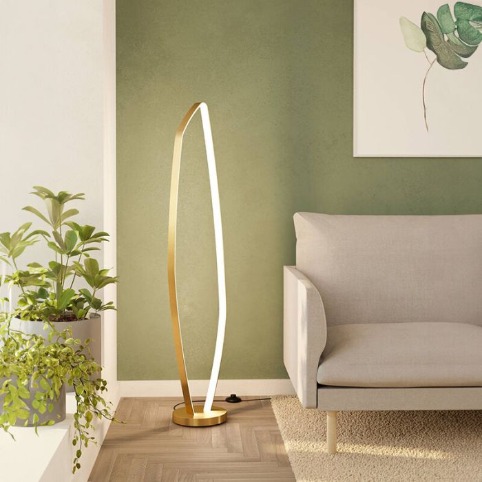 Gouden design vloerlamp aluminium, Samson, 25,2W, 3000K LED, met schakelaar