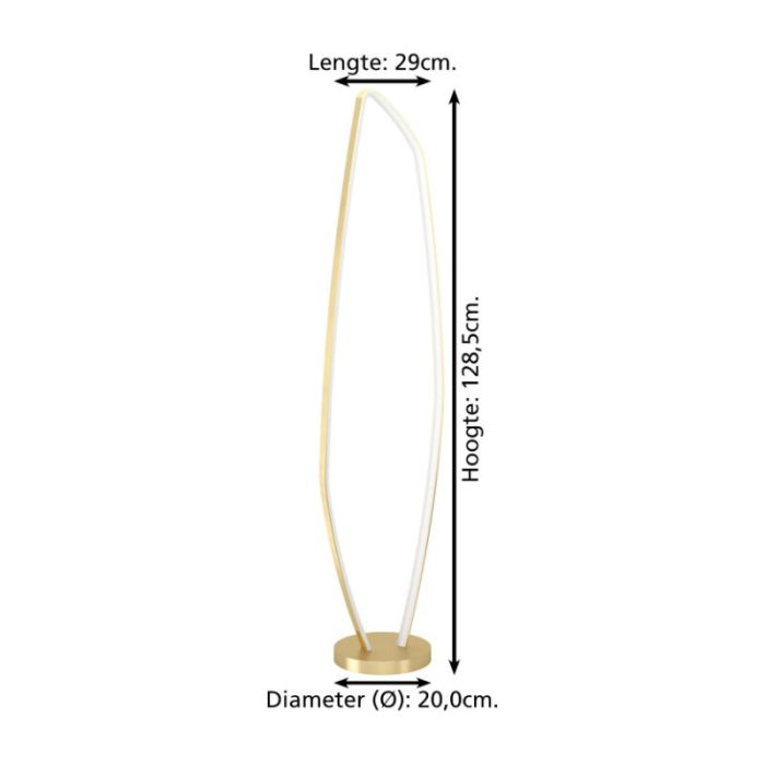 Gouden design vloerlamp aluminium, Samson, 25,2W, 3000K LED, met schakelaar