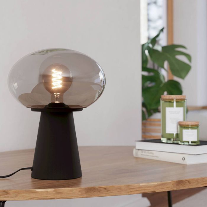 Grijze design tafellamp glas, Kirstin, met schakelaar