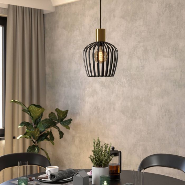 Zwarte industriële hanglamp staal, Insaf