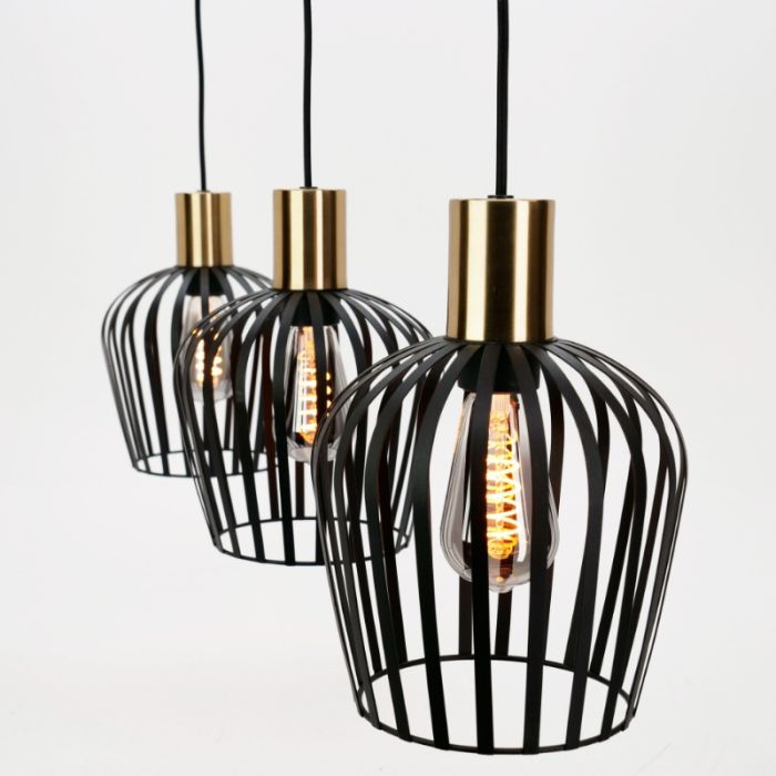 Zwarte industriële hanglamp staal, Insaf